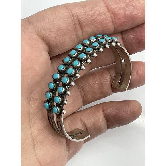 Fred Harvey Bell Trading Sterling Silver 925 Turquoise Cuff Bracelet - Picture 5 of 16